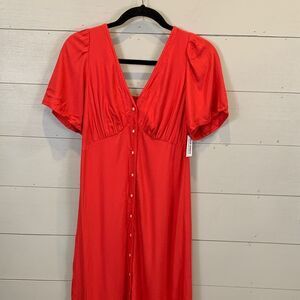 Old Navy NWT Red V-Neck Dress button down size XS